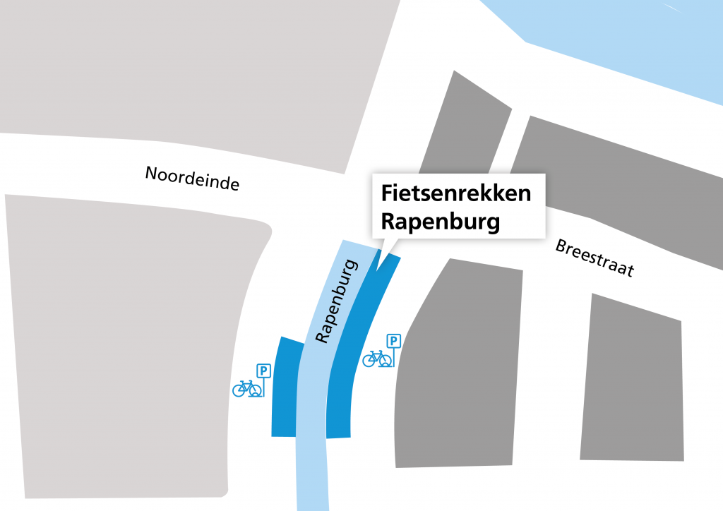 Zie op de kaart waar u uw fiets kunt parkeren tijdens de werkzaamheden aan het Noordeinde.